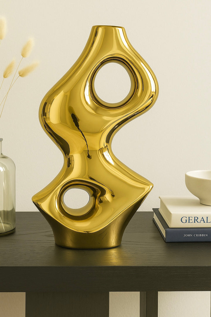 Orion Abstract Gold Ceramic Vase