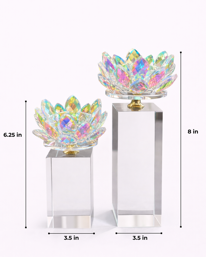 Lotus Crystal Candle Holder Set