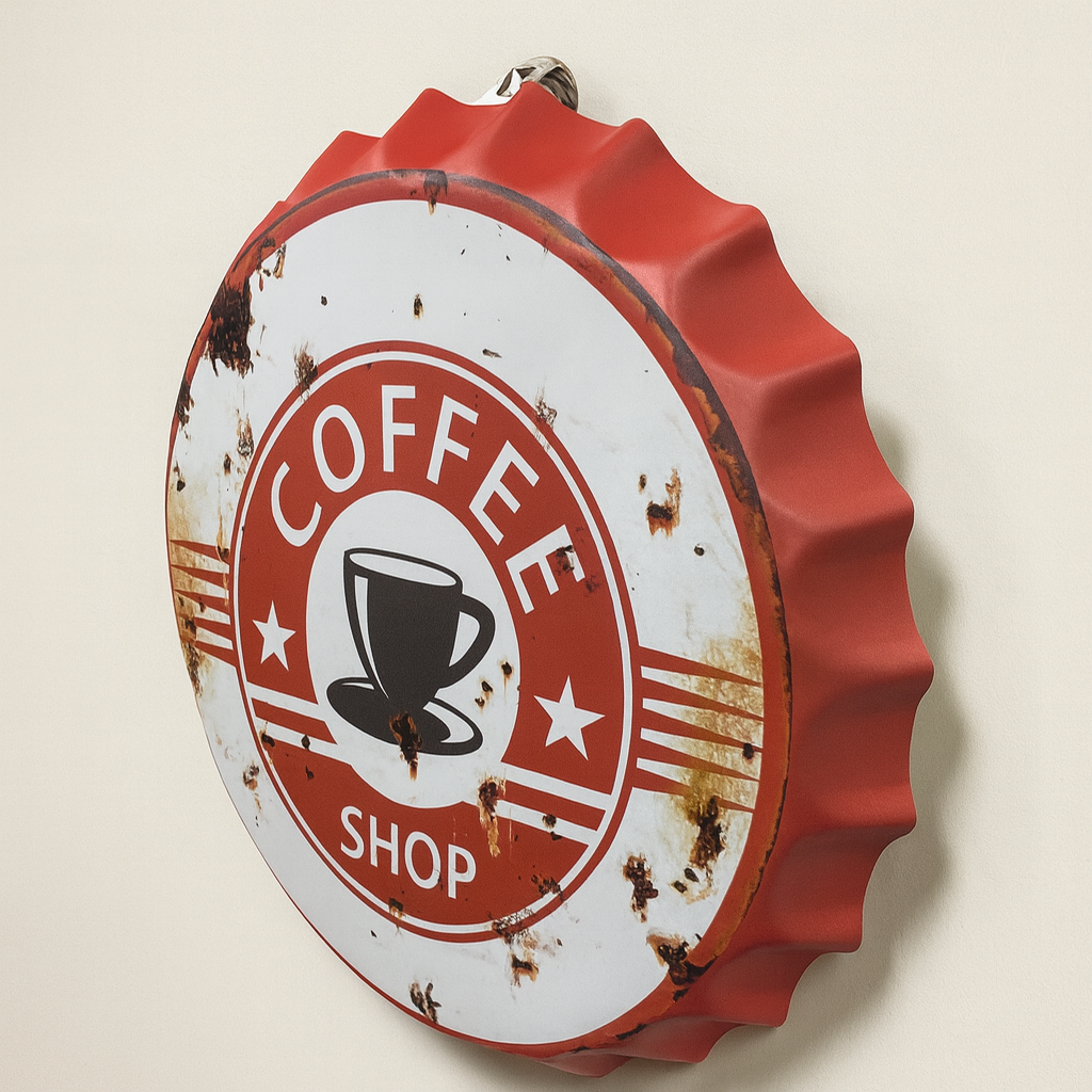 Coffee Shop Metal Bottle Cap Wall Decor