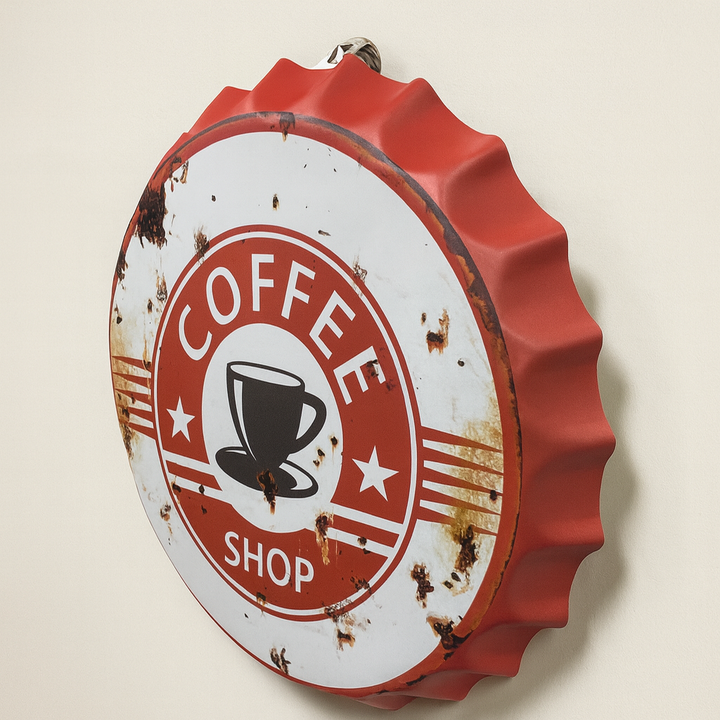 Coffee Shop Metal Bottle Cap Wall Decor