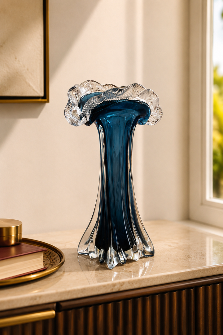 Marina Crest Glass Vase