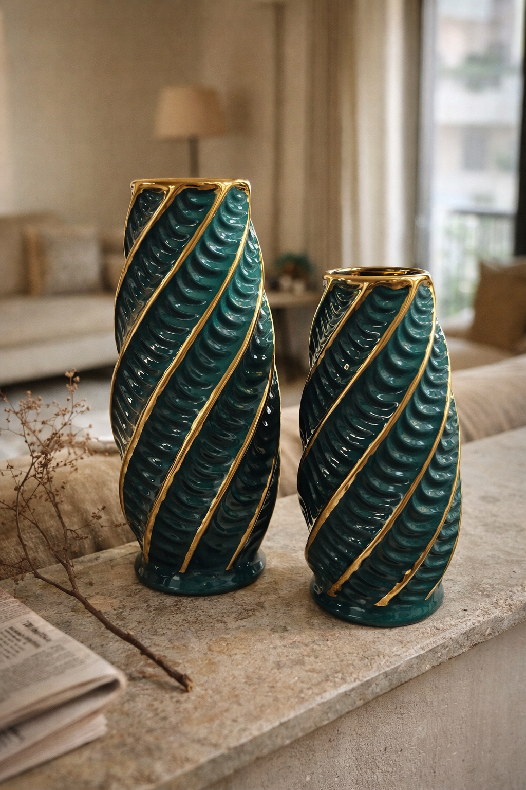 Obsidian Swirl Vase Set
