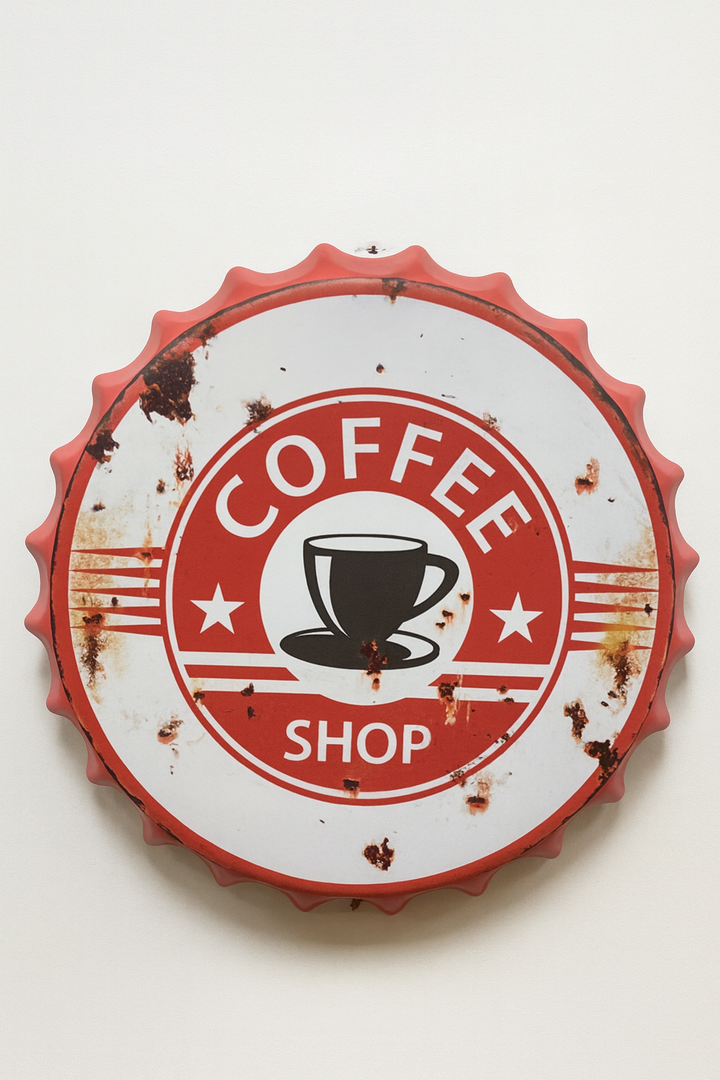 Coffee Shop Metal Bottle Cap Wall Decor