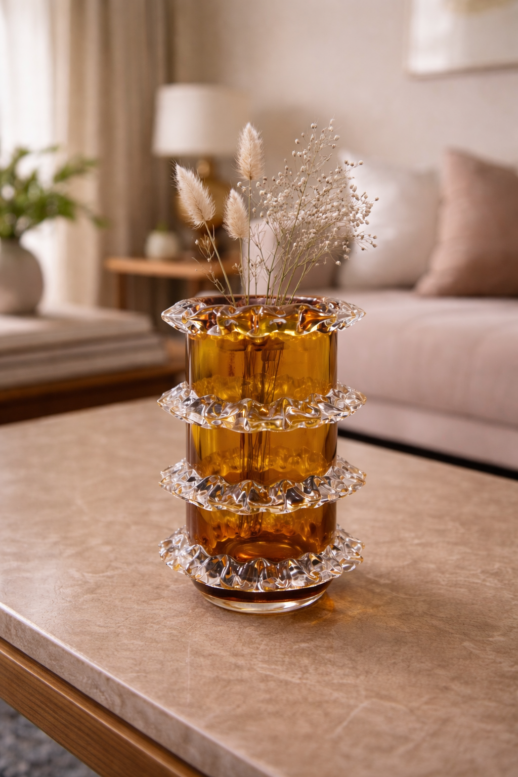 Celestine Ripple Glass Vase