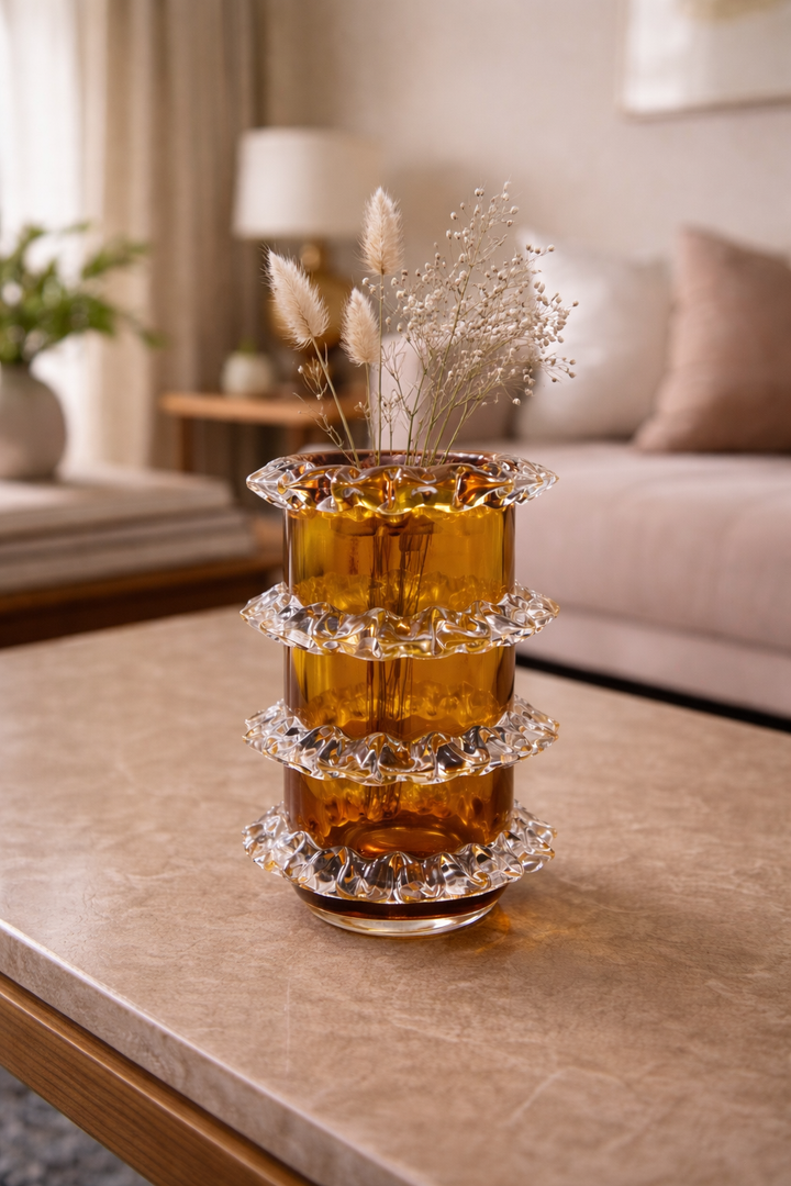 Celestine Ripple Glass Vase