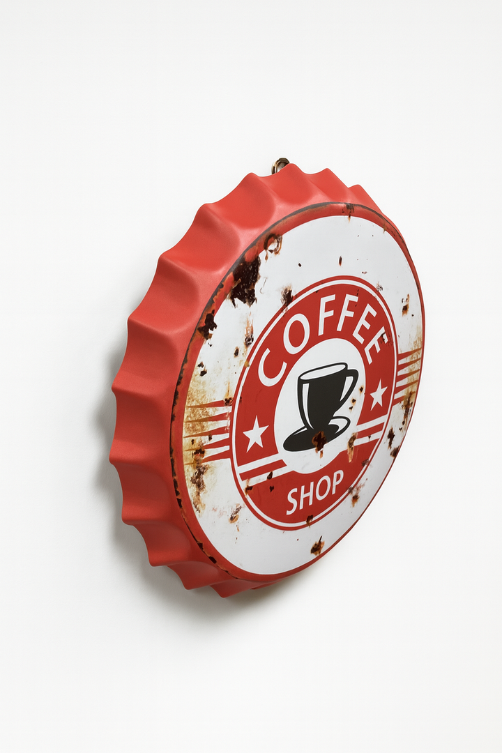 Coffee Shop Metal Bottle Cap Wall Decor