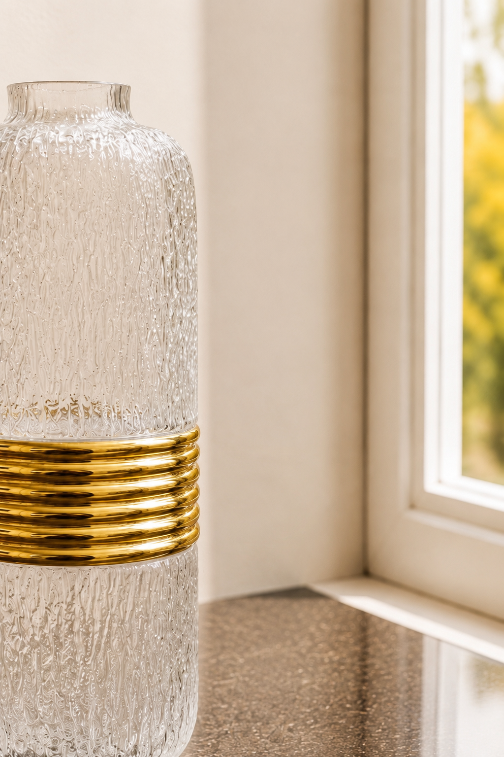 Aurelio Textured Glass Vase - White Frost
