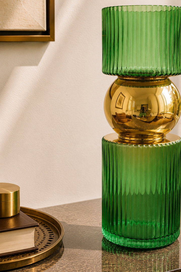 Eclisse Dual-Tone Glass Vase - Emerald Green