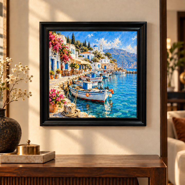 Aegean Harbour Fishing Boats Wall Art