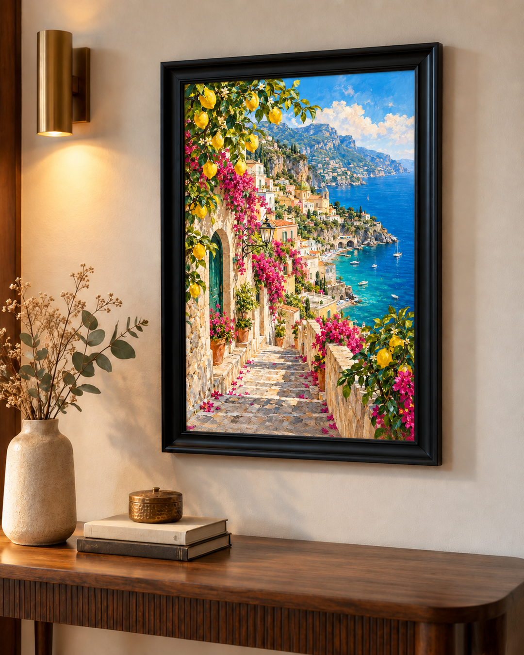 Amalfi Coast Cliffside Village Wall Art
