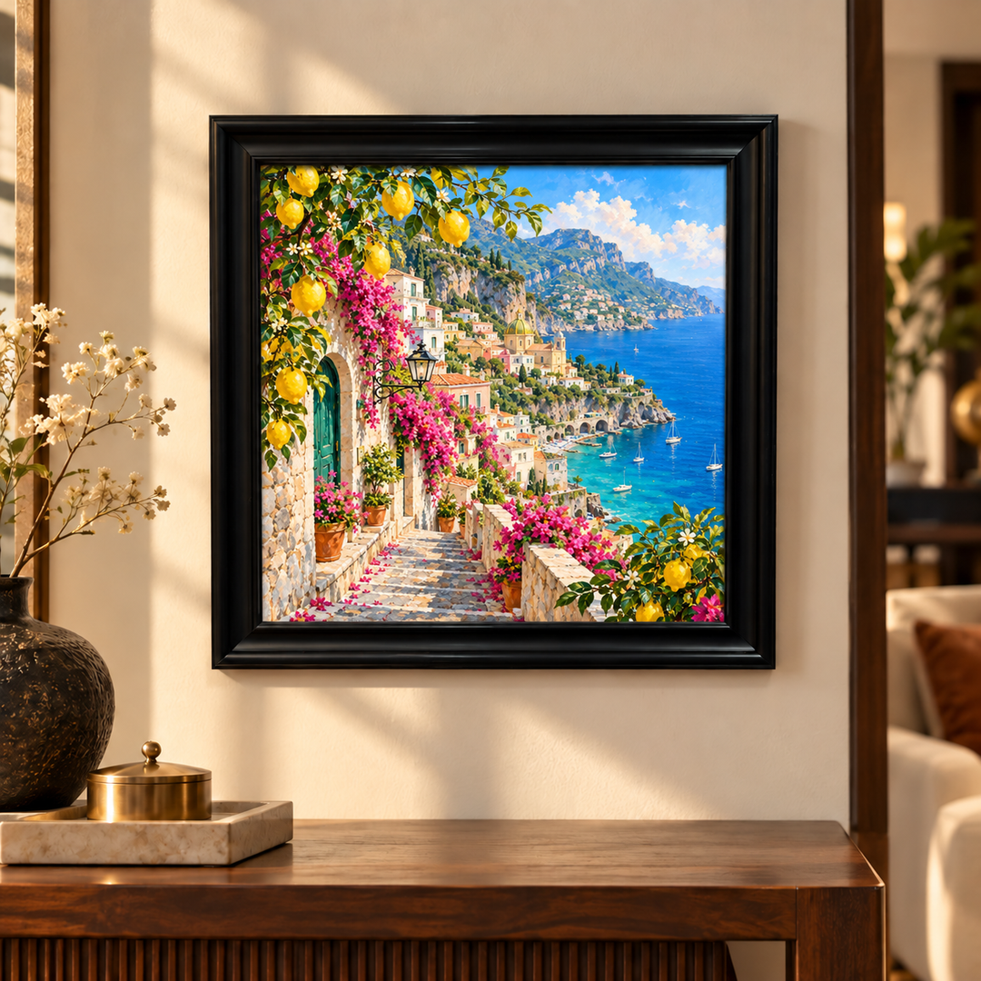 Amalfi Coast Cliffside Village Wall Art