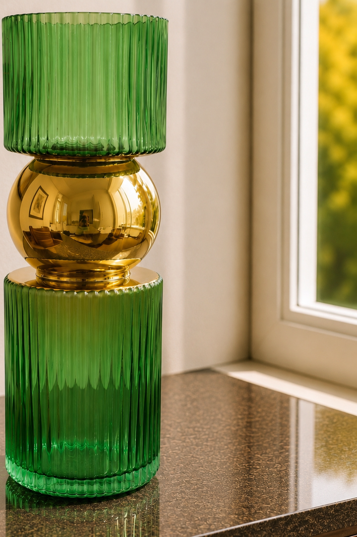 Eclisse Dual-Tone Glass Vase - Emerald Green