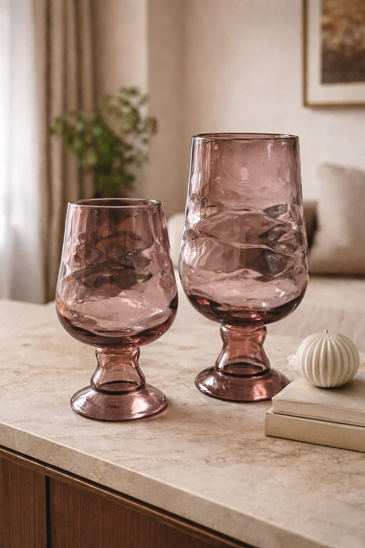 Amethyst Bloom Pedestal Vase Set