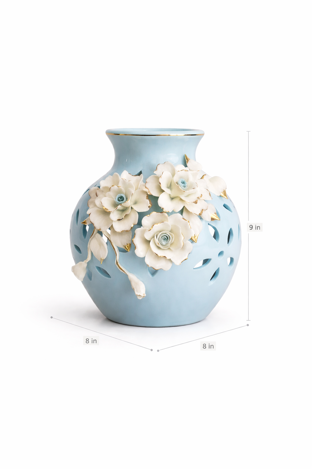 Azure Bloom Ceramic Vase