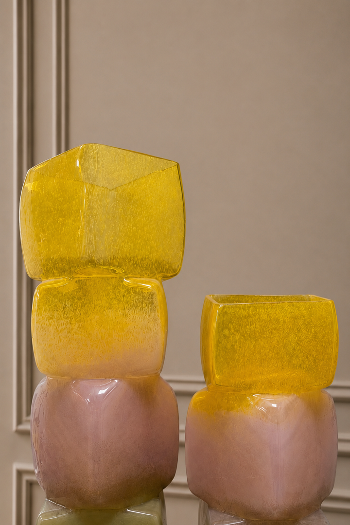 Prism Aura Vase Set - Yellow, Pink &amp; Green