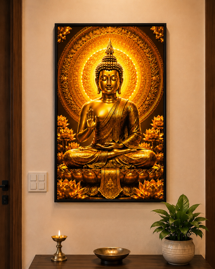 Golden Buddha Serenity Wall Art