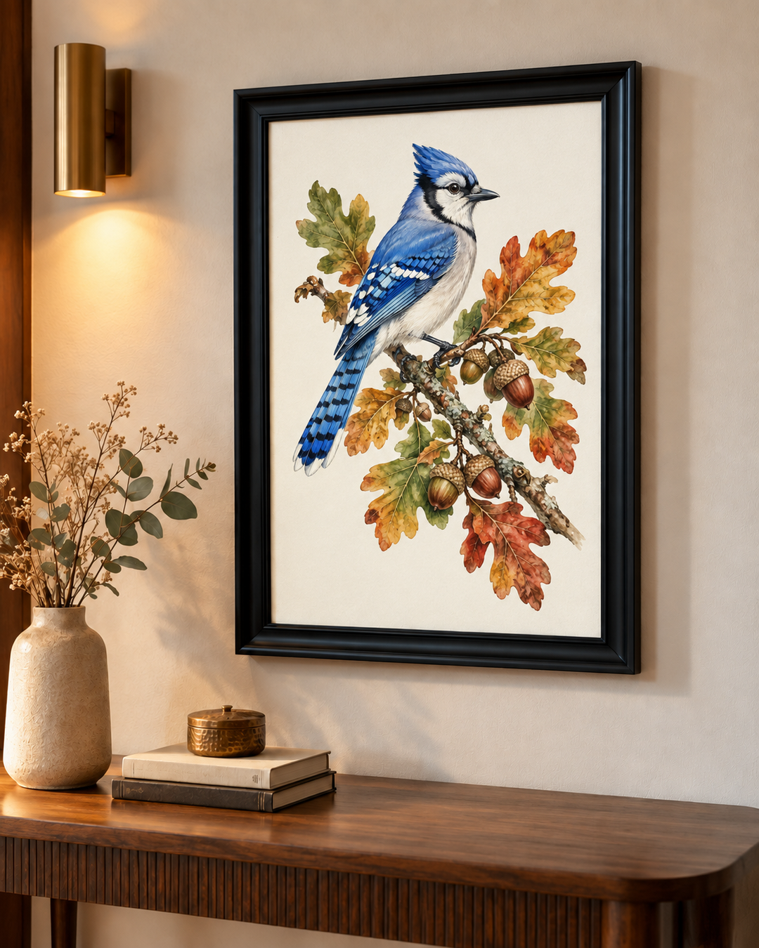 Blue Jay with Acorns Wall Art