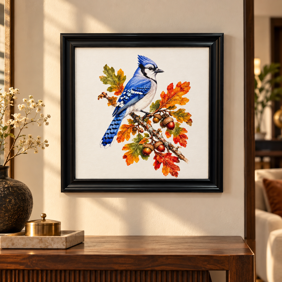 Blue Jay with Acorns Wall Art
