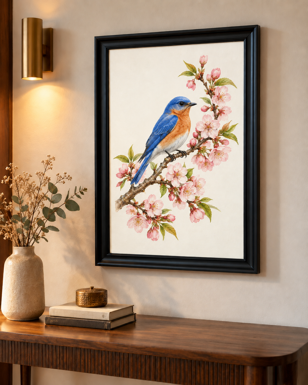 Bluebird on Cherry Blossom Wall Art
