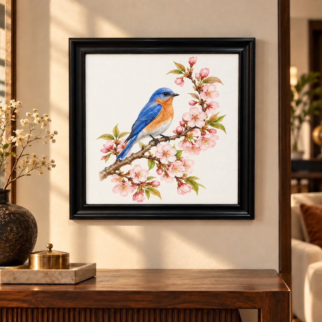 Bluebird on Cherry Blossom Wall Art