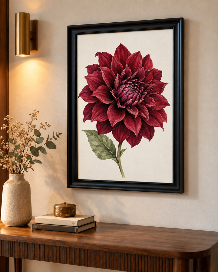 Burgundy Dahlia Portrait Wall Art