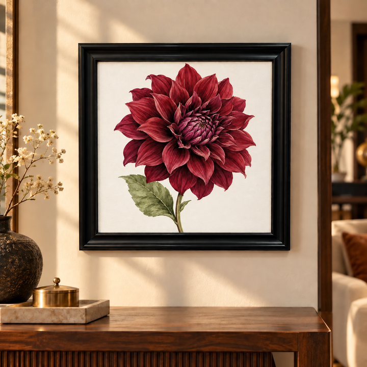 Burgundy Dahlia Portrait Wall Art