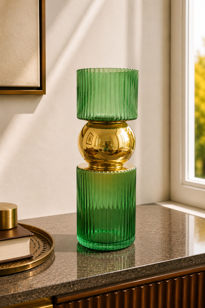 Eclisse Dual-Tone Glass Vase - Emerald Green