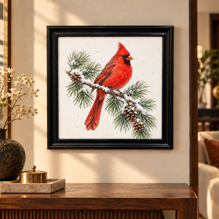 Cardinal on a Snowy Branch Wall Art