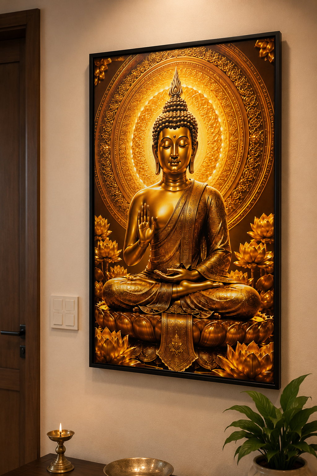Golden Buddha Serenity Wall Art