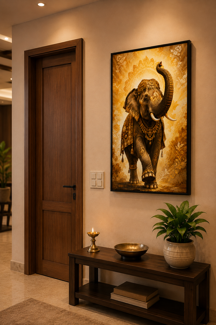 Golden Elephant Prosperity Wall Art