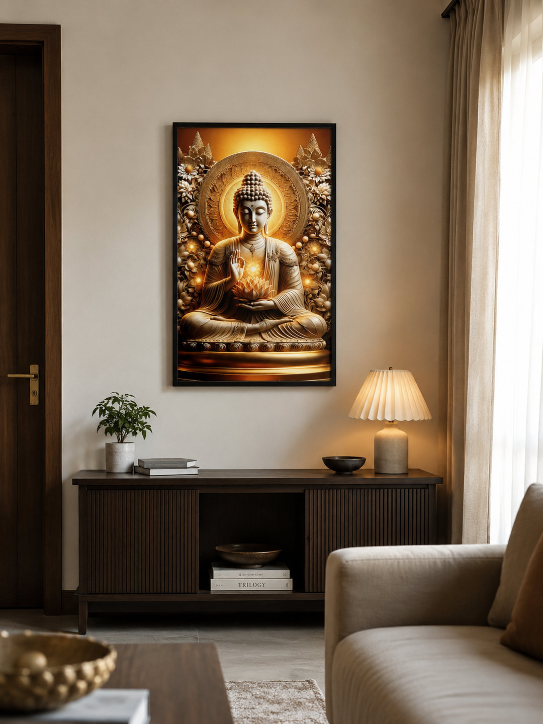 Luminous Lotus Buddha Canvas Wall Art
