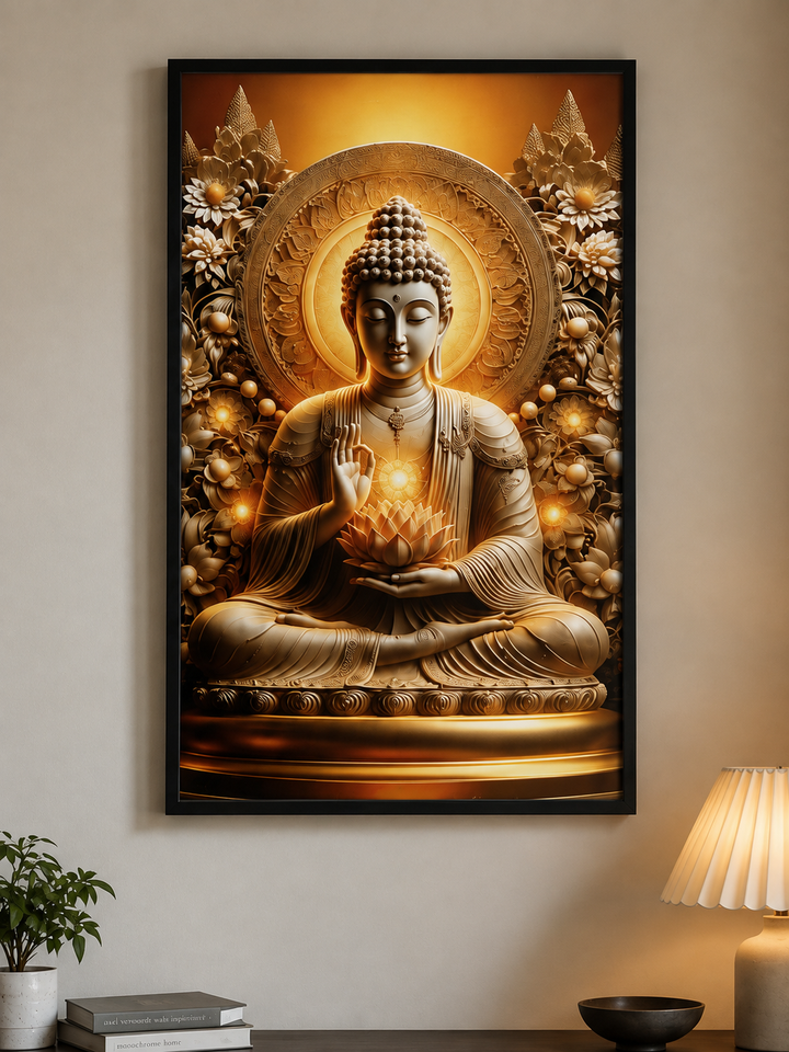 Luminous Lotus Buddha Canvas Wall Art