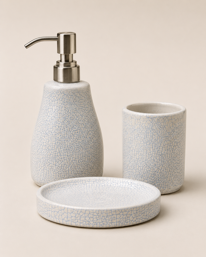 Crackle Ceramic Bathroom Set of 3