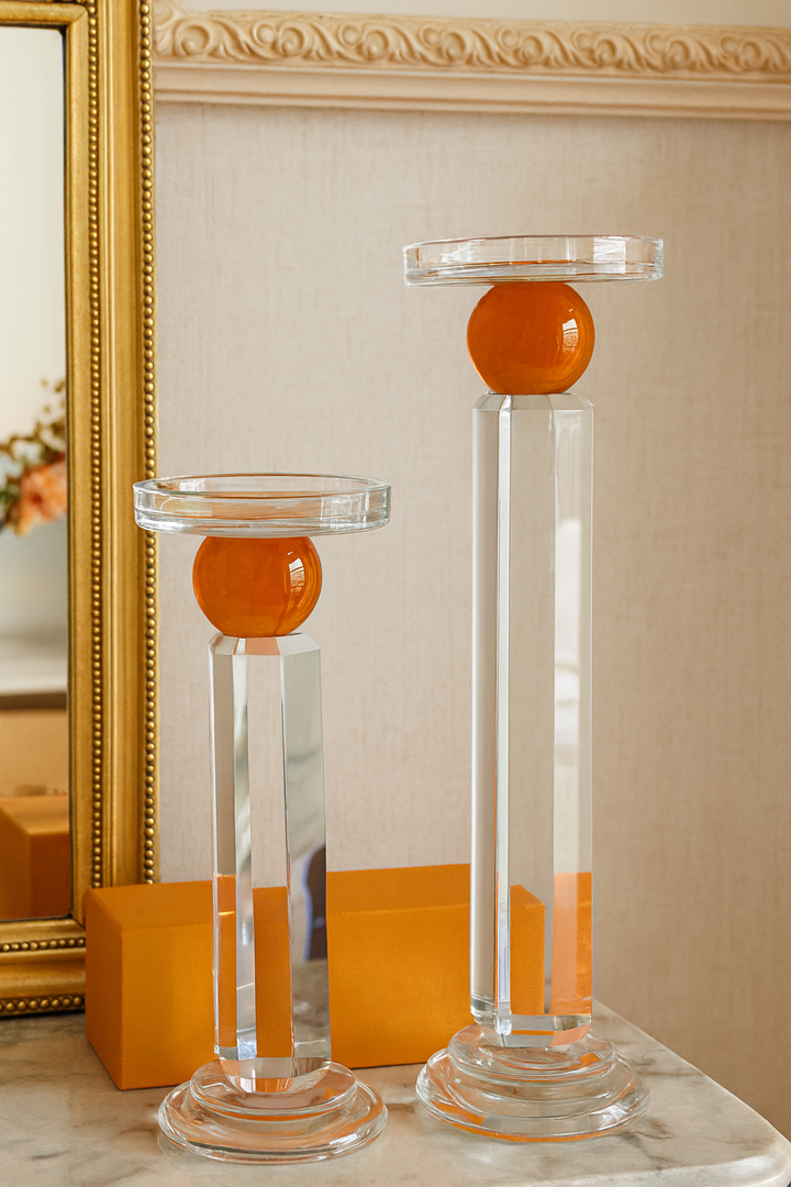 Lumine Sph√®re Crystal Candle Holder Set