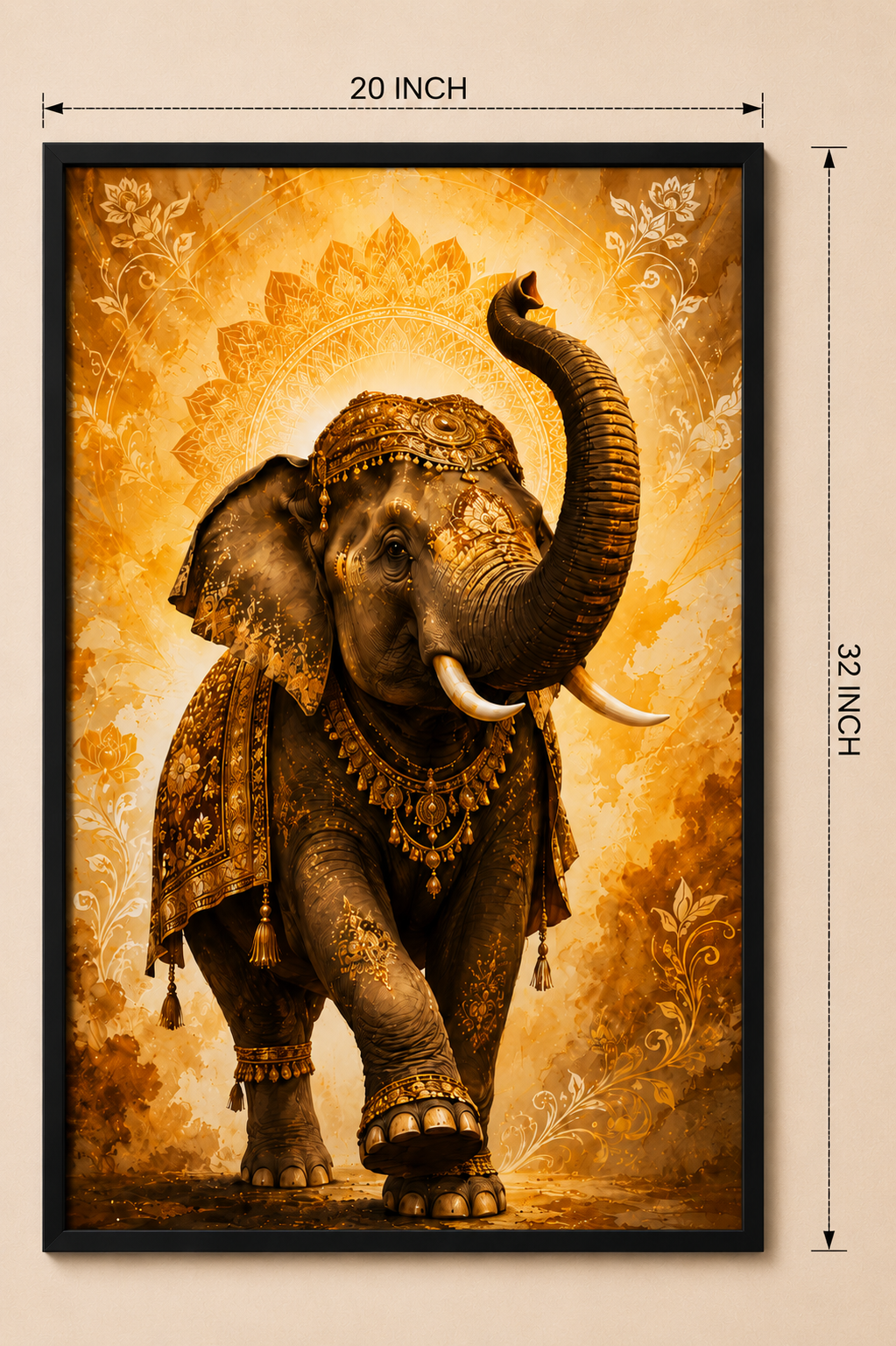Golden Elephant Prosperity Wall Art