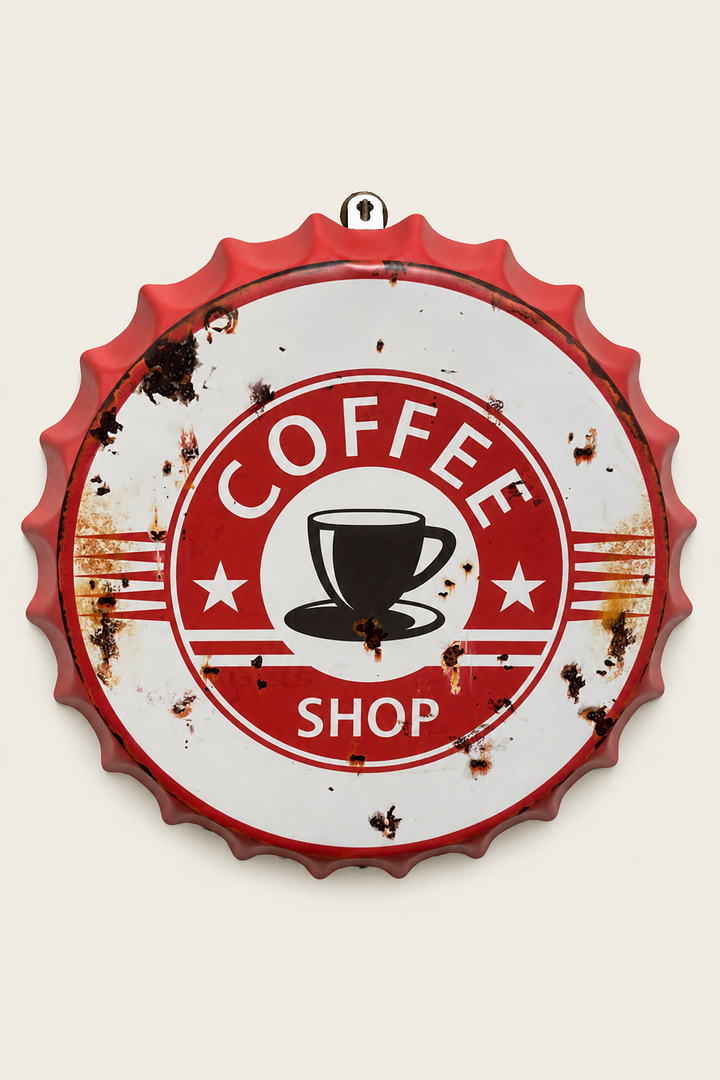 Coffee Shop Metal Bottle Cap Wall Decor