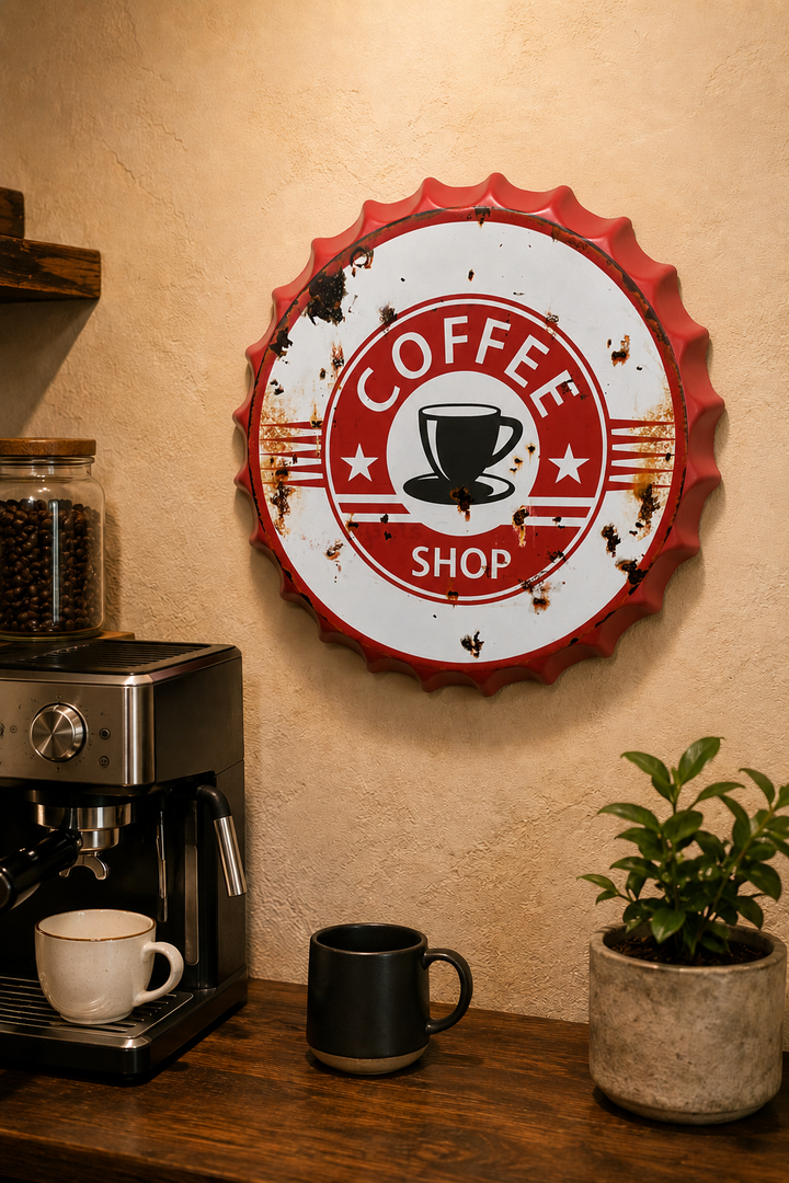 Coffee Shop Metal Bottle Cap Wall Decor