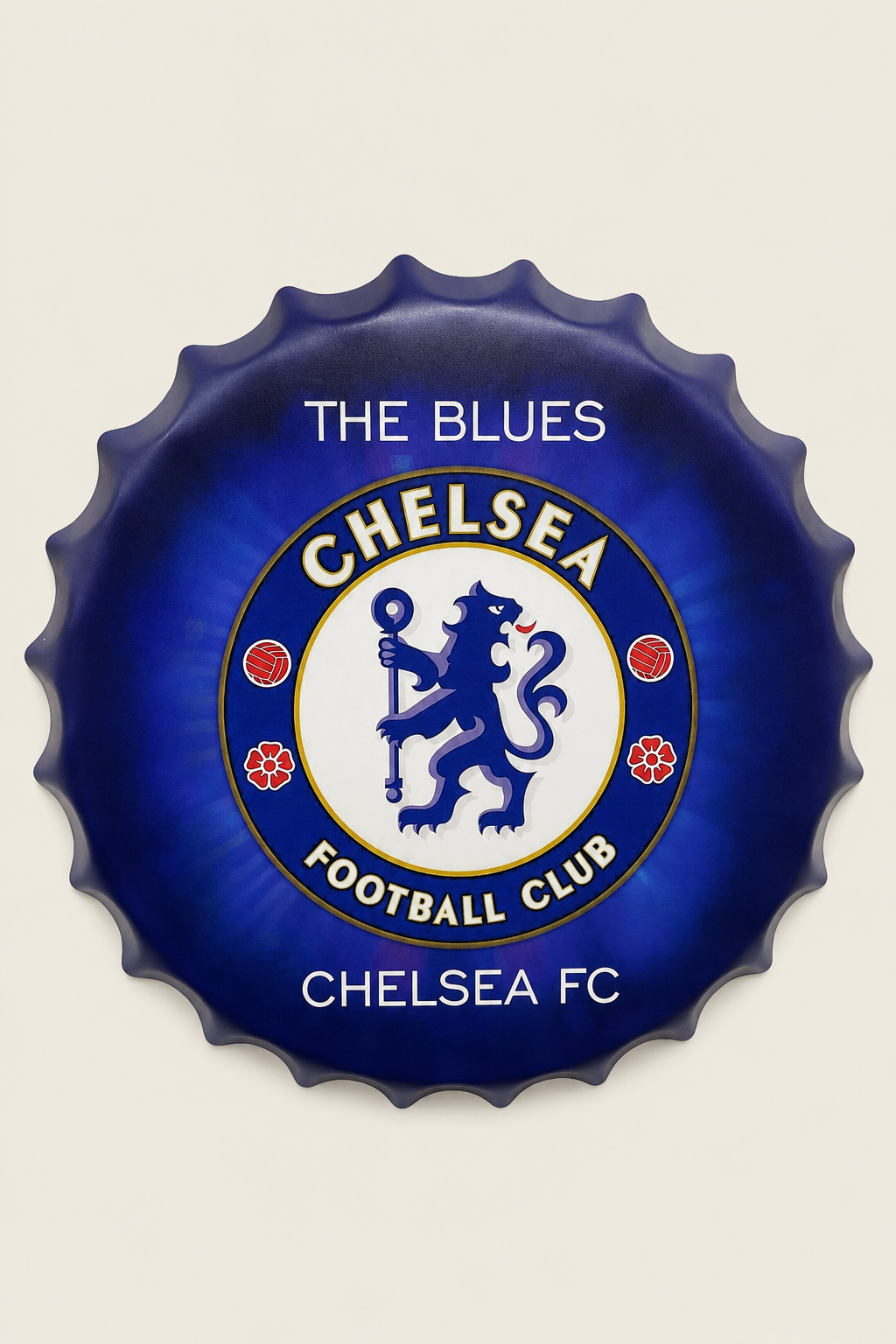 Chelsea Blue Metal Bottle Cap Wall Decor