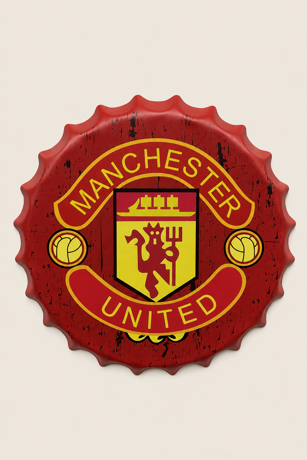 Manchester Red Metal Bottle Cap Wall Decor