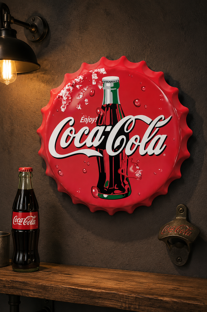 Coca Cola Red Metal Bottle Cap Wall Decor