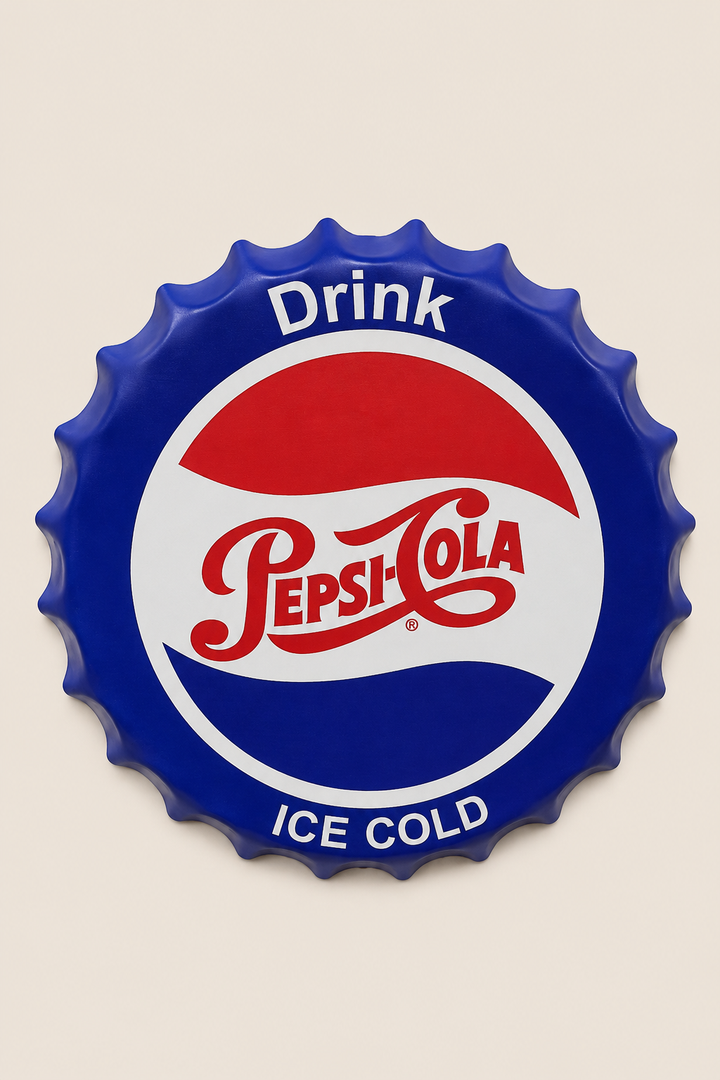 Pepsi Blue Metal Bottle Cap Wall Decor