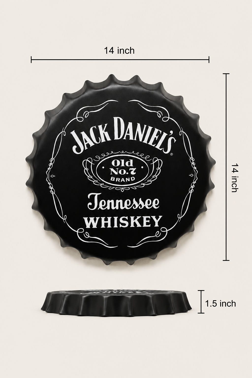 Jack Classic Black Metal Bottle Cap Wall Decor