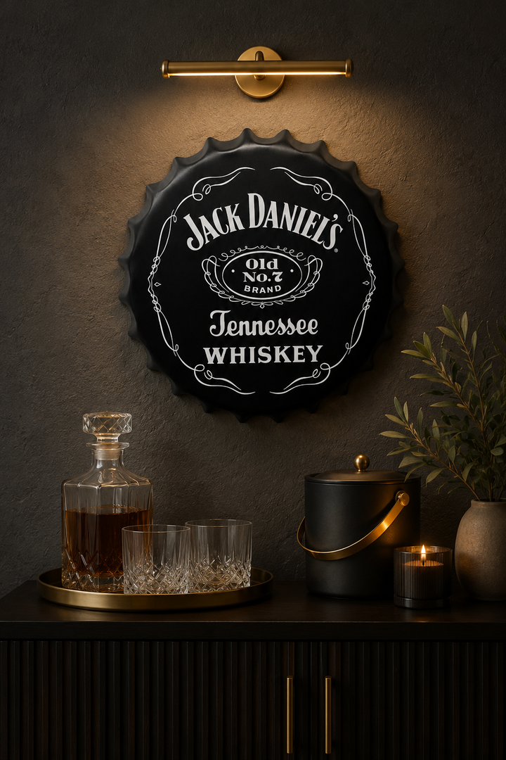 Jack Classic Black Metal Bottle Cap Wall Decor