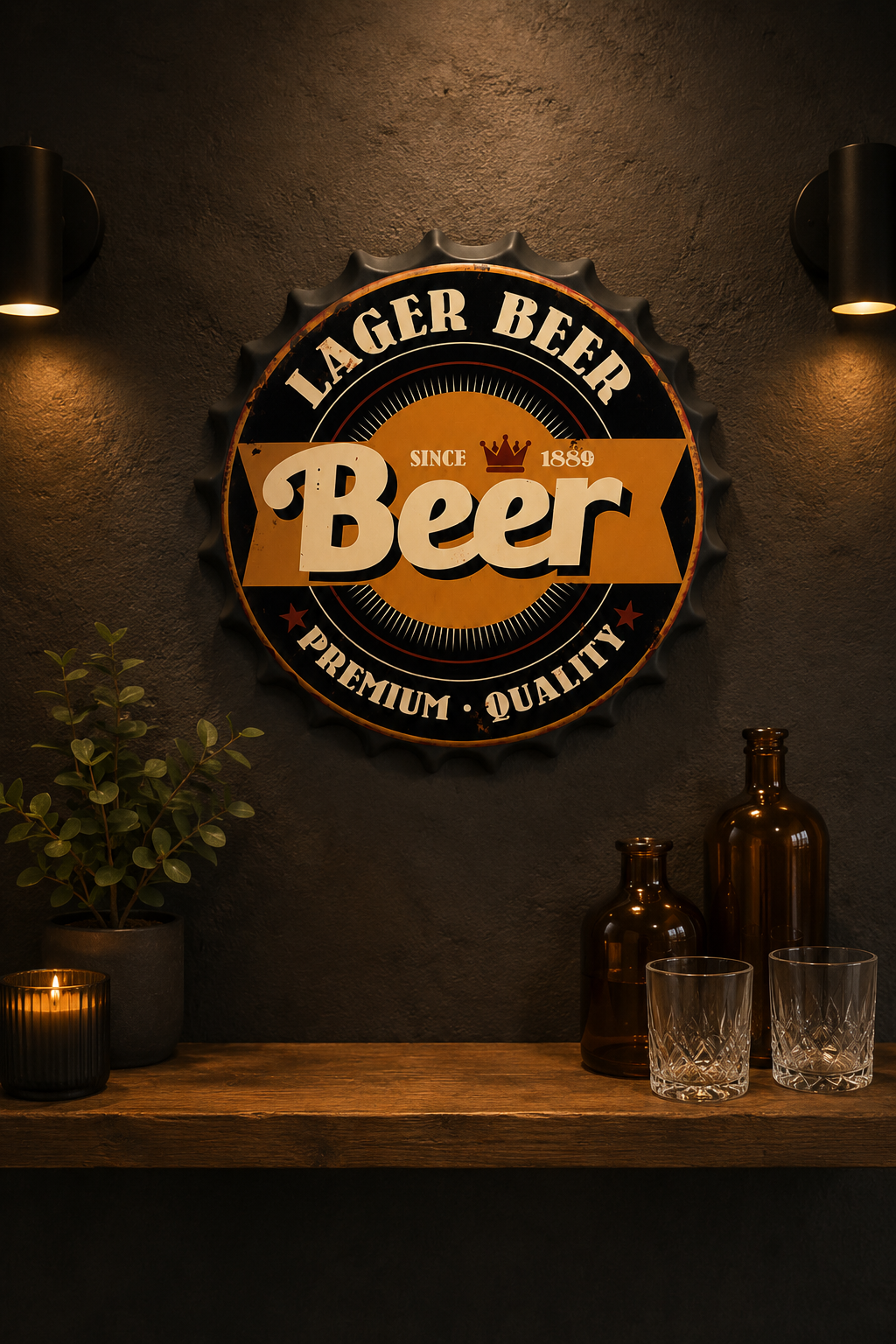 Lager Beer Metal Bottle Cap Wall Decor