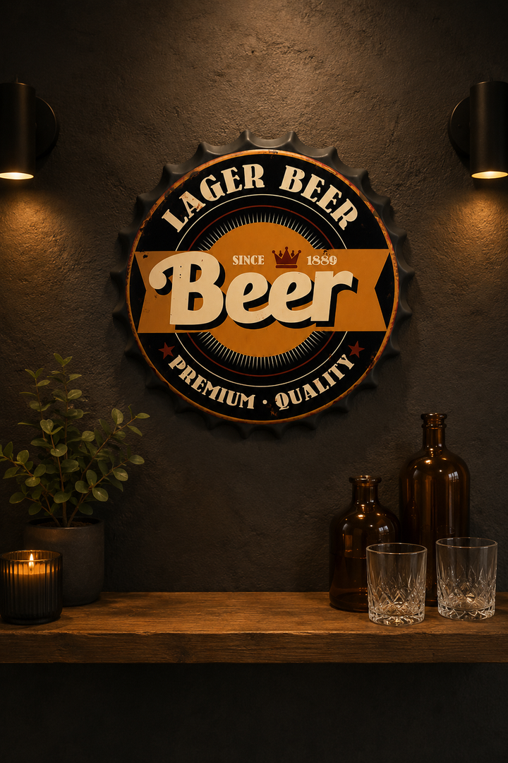 Lager Beer Metal Bottle Cap Wall Decor