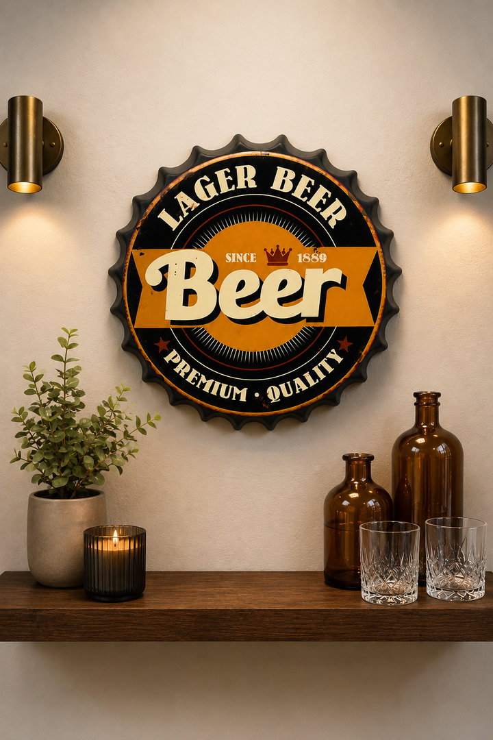 Lager Beer Metal Bottle Cap Wall Decor