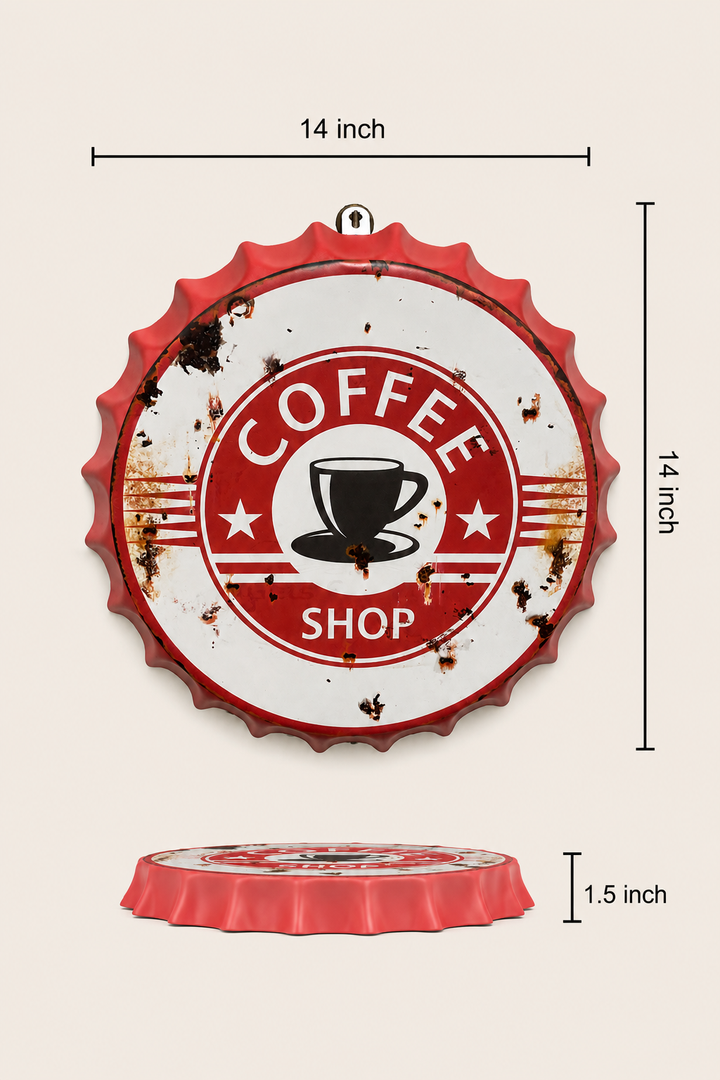 Coffee Shop Metal Bottle Cap Wall Decor