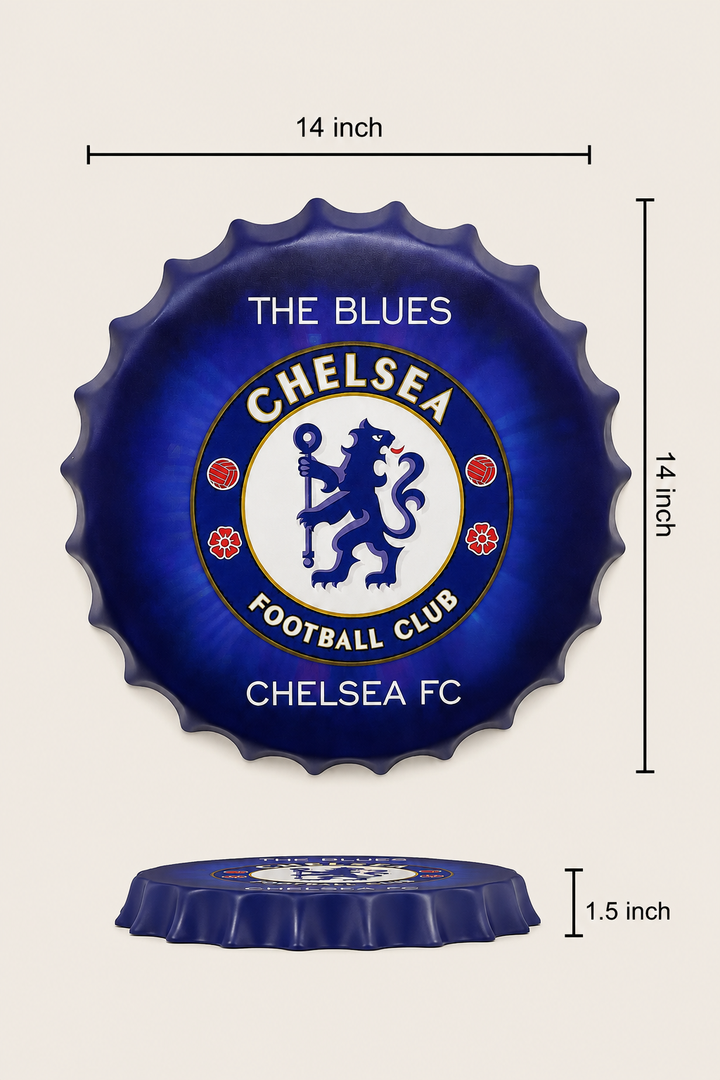 Chelsea Blue Metal Bottle Cap Wall Decor