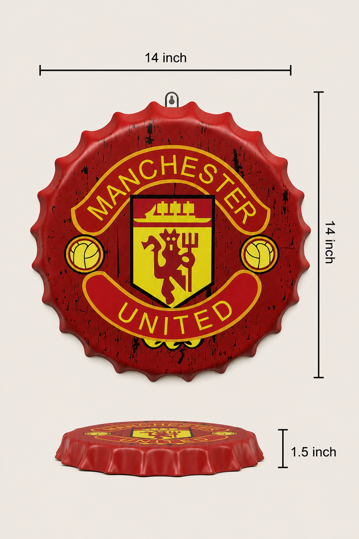 Manchester Red Metal Bottle Cap Wall Decor