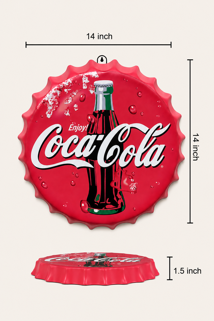 Coca Cola Red Metal Bottle Cap Wall Decor